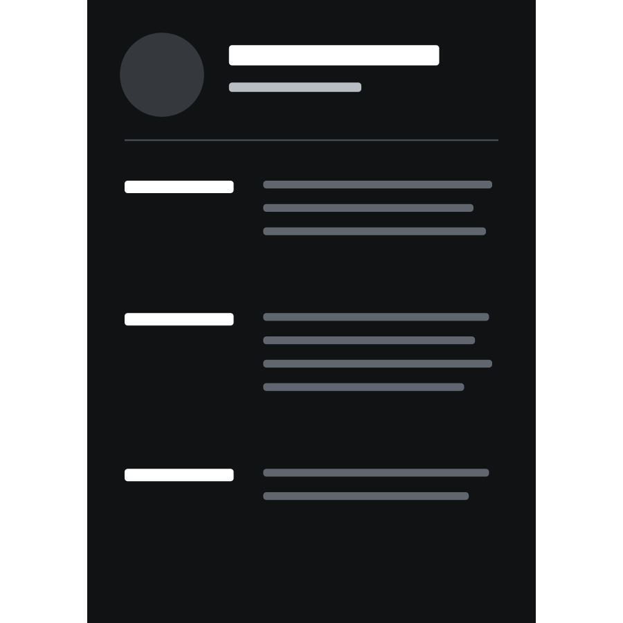 ATS Arts Dark CV template preview