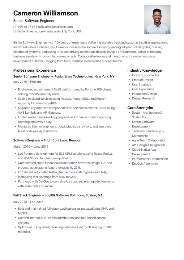 ATS IT Engineer Sidebar CV template preview