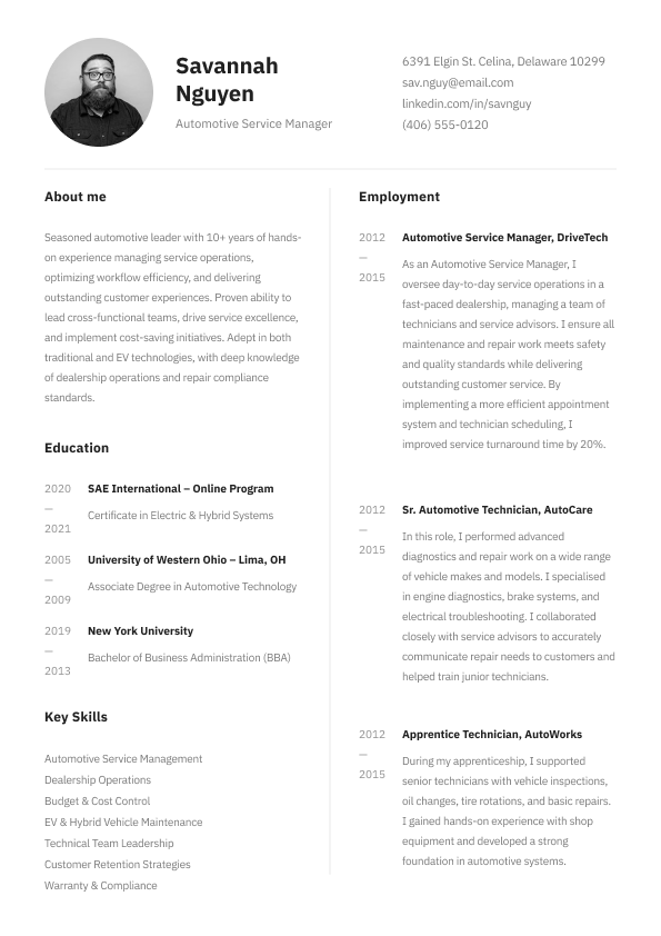 CV Template 5 CV template preview