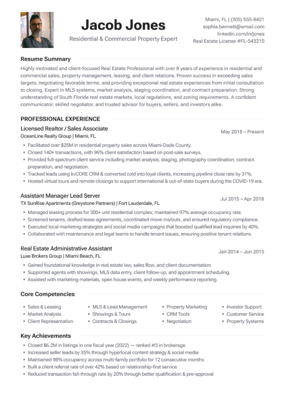 Real estate executive ATS resume template