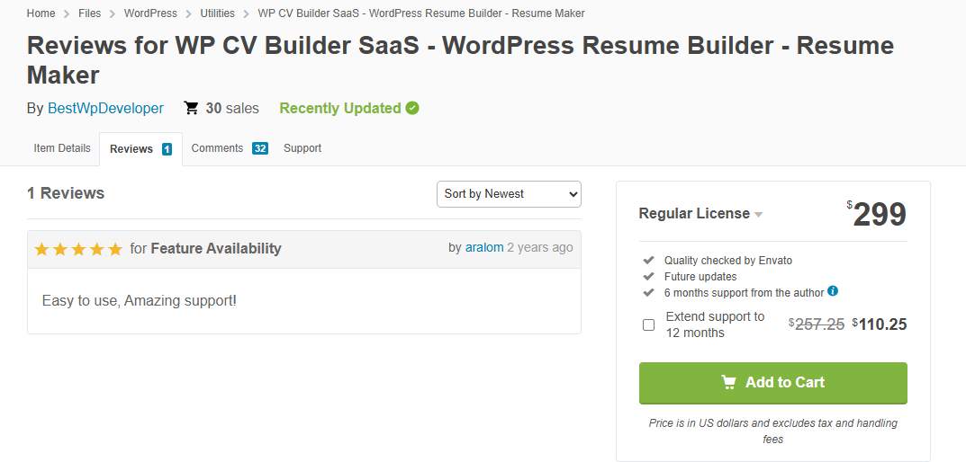wp cv builder saas reviews