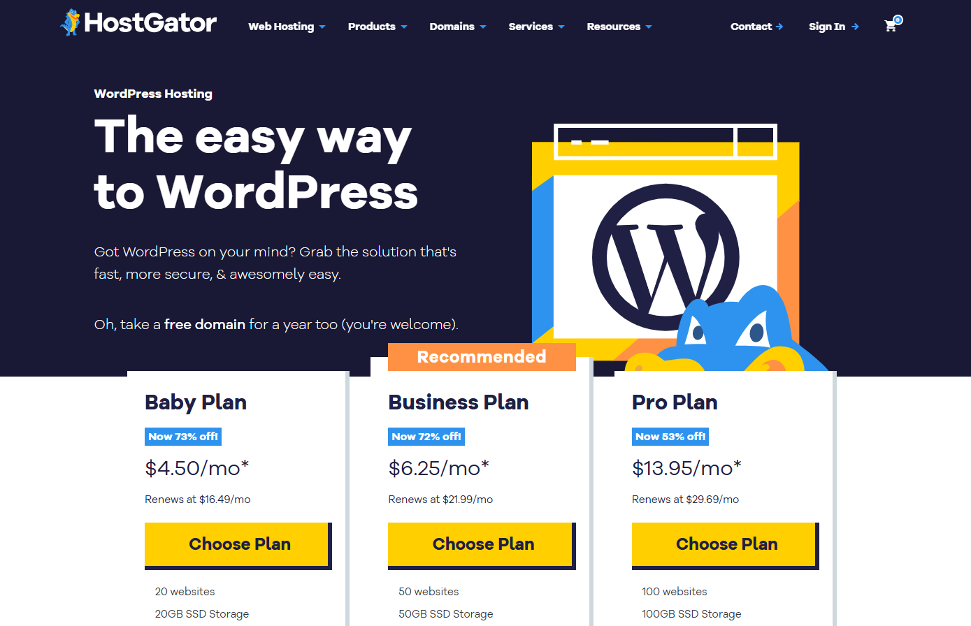 hostgator website hosting pricing