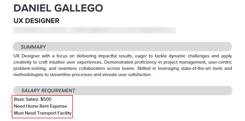 including salary requirement