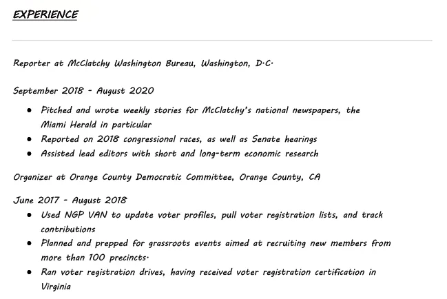 lack of specific details in resume
